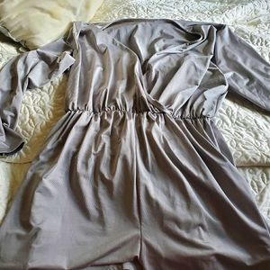 Long Sleeve Boohoo Romper. Silver.